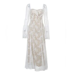 Elegant Lace Maternity Long Sleeve Dress